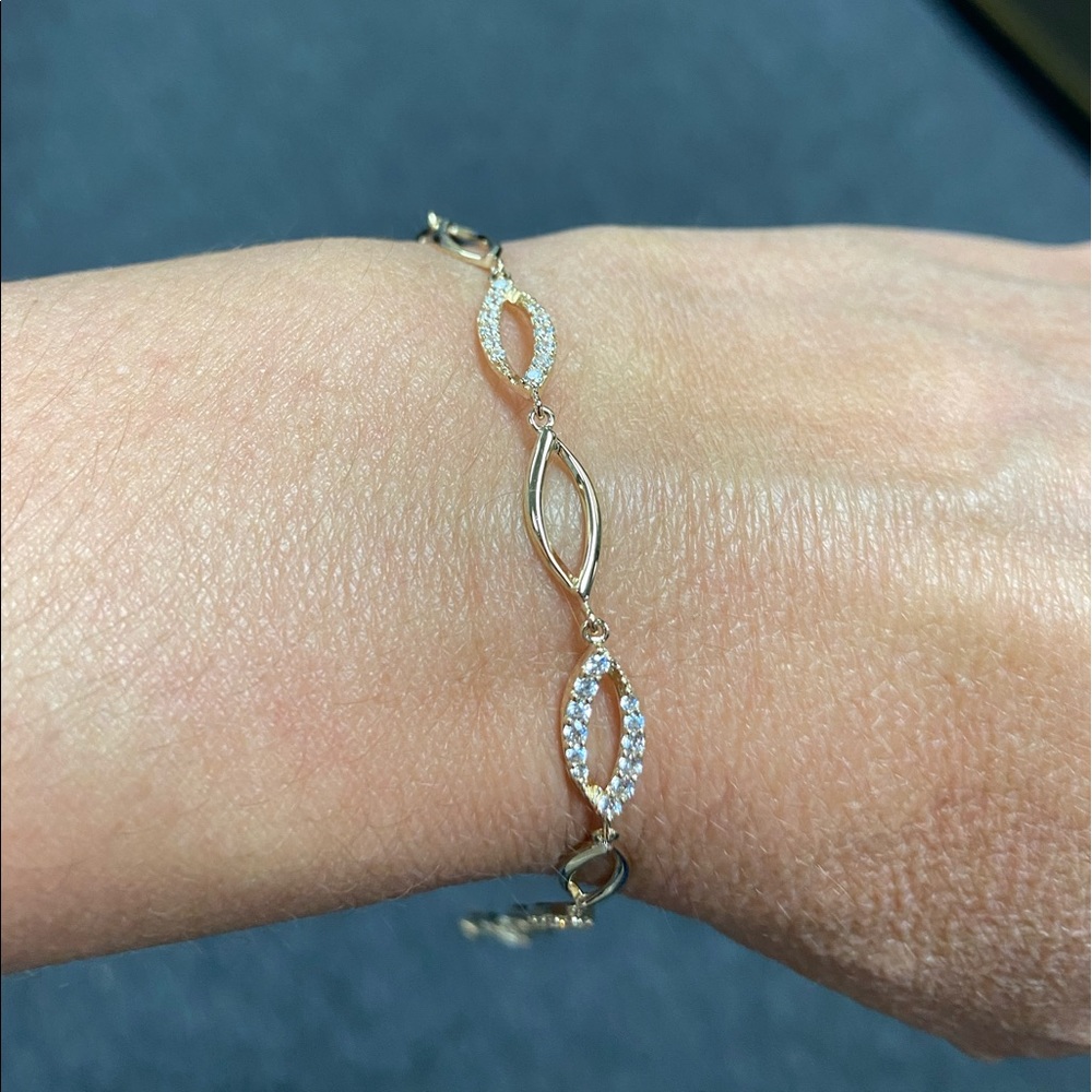 Solid Real 14K Yellow Gold CZ Infiniti Bracelet